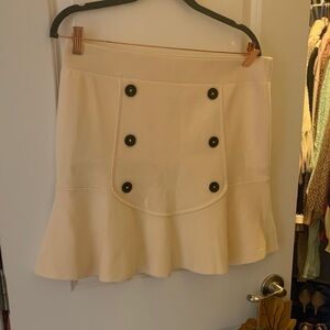Maeve Cream Flared Mini Skirt with Black Accents